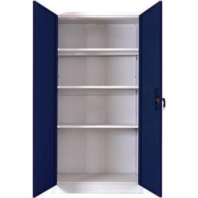 Manutan Expert, Kovová spisová skříň 185 x 90 x 40 cm, šedá/modrá – Zbozi.Blesk.cz