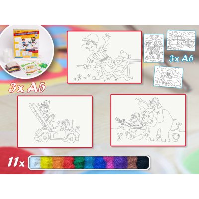 Radost v písku Základní sada HASIČI Barevné pískování obrázků – Zboží Dáma