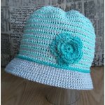 Háčkovaný klobouček 005 tyrkysovošedý – Zboží Dáma
