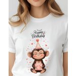 Dámské tričko Všechno nejlepší opička Bílá – Zboží Dáma