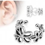 Šperky4U Falešný piercing do ucha klips s kytičkami FP1008 – Zboží Dáma