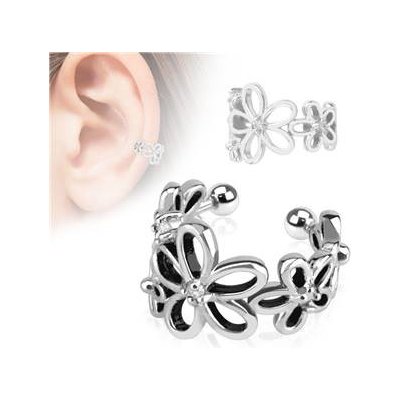 Šperky4U Falešný piercing do ucha klips s kytičkami FP1008 – Zboží Dáma
