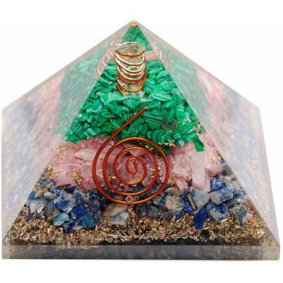 Nefertitis Orgonit pyramida s malachitem, růženínem a lapis lazuli NF34512 - cca 7 x 7 cm – Zbozi.Blesk.cz