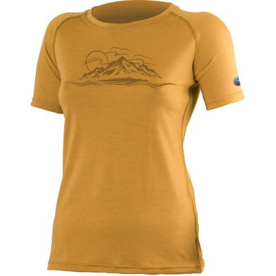 Lasting dámské merino triko s tiskem GALINA 2424 hořčicové – Sleviste.cz