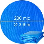 Sparkly POOL Kruhová solární plachta na bazén 200mic - 3,6 m, modrá průhledná – HobbyKompas.cz