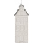Bílo-stříbrná antik závěsná dekorace domek - 4*4*11 cm - Clayre & Eef – Hledejceny.cz