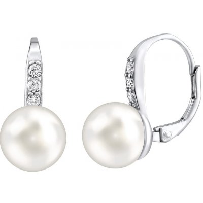 SILVEGO stříbrné s bílou perlou Swarovski Crystals LPER0639 – Zboží Mobilmania