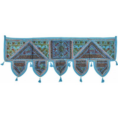 Sanu Babu Závěs nad dveře, řetězová výšivka, sklíčka, bambulky, 103x36cm (ZQ) – Hledejceny.cz