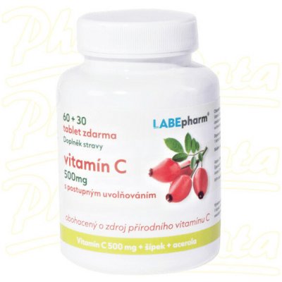 Labe Pharm Vitamín C 500 mg+šípek+acerola 90 tablet – Hledejceny.cz