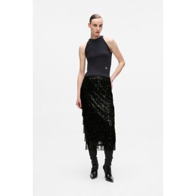 Karl Lagerfeld Sequins Fringe Skirt Black – Zboží Dáma
