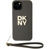 Pouzdro a kryt na mobilní telefon Apple DKNY Stack Logo kryt s poutkem pro iPhone 15 - olivový 3666339265014