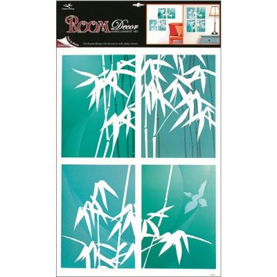 Room Decor Samolepky na zeď bambus modrý 4 obdelníky 60 x 42 cm – Zboží Mobilmania