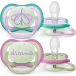 Avent Philips šidítko ultra air 376/12 Nighttime girl BPA free 2Pack – Zboží Mobilmania