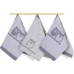 Bellatex kuchyňské utěrky SOVIČKY ŠEDÉ 3 kusy 50x70cm – Zboží Dáma