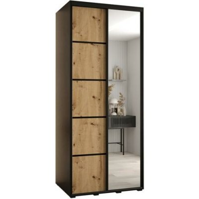 DobreSny se zrcadlem DAVOS 5 120 cm Černá / DUB Artisan / černé – Sleviste.cz