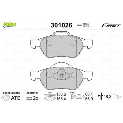 VALEO Sada brzdových destiček, kotoučová brzda 301026 – Zboží Mobilmania