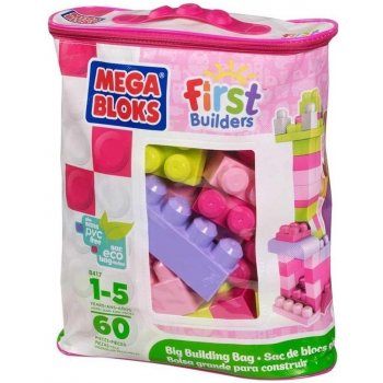 Mega Bloks Kostky v plastovém pytli růžová 60 ks