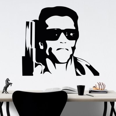 Wrapino vinylová samolepka na zeď Arnold Schwarzenegger Terminátor, rozměry 110x100cm – Zboží Dáma
