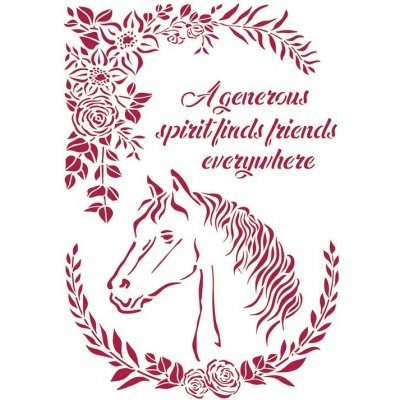 Stamperia Šablona plastová Romantický kůň s květinami 21x29,7 cm – Zboží Dáma