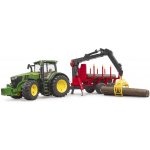 Bruder 3154 traktor John Deere 7R 350 se zadním přívěsem a 4 kládami – Zboží Mobilmania