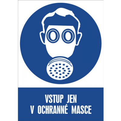 Značka Vstup jen v ochranné masce, samolepicí fólie, 105 × 148 mm – Zboží Mobilmania