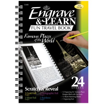 Royal Langnickel Škrabací obrázky v bloku 12 ks pamětihodnosti – Zboží Dáma