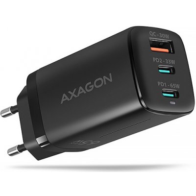 AXAGON ACU-DPQ65, GaN nabíječka do sítě 65W, 3x port (USB-A + dual USB-C), PD3.0/QC4+/PPS/Apple ACU-DPQ65 – Zbozi.Blesk.cz