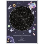 Hvězdná mapa vašeho životního okamžiku Rozměr plakátu: 40 x 50 cm, Barva pozadí: Ilustrovaná - bílá, Volba rámu: Bílý dřevěný rám – Zboží Mobilmania