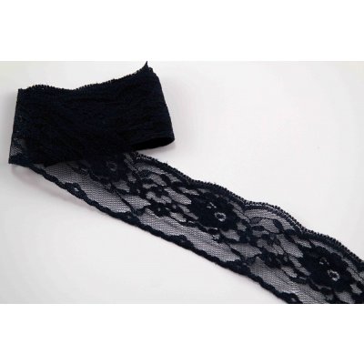 Silonová krajka - temně modrá - šířka 4 cm – Zbozi.Blesk.cz