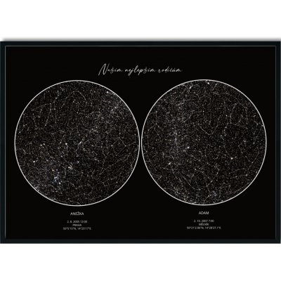 Jen tak z lásky Hvězdná dvojmapa Vašeho životního okamžiku 50x70 cm Barva pozadí: Bílá, Volba rámu: Bez rámu – Sleviste.cz