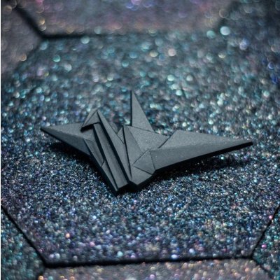 StehlikDesign brož Origami Jeřáb černý 0103 – Zboží Mobilmania
