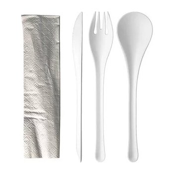 Cookplay Set jednorázových příborů Chikio EKO Set 1 White bílý 50 setů