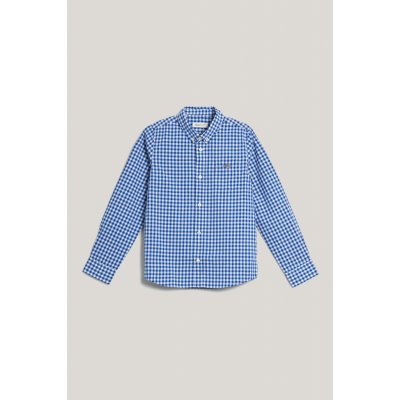 Gant Poplin Gingham Shield Shirt College Blue – Zboží Mobilmania