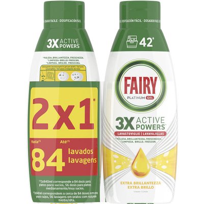 Fairy Platinum Gel do myčky Extra Brillo Limone 2 x 840 ml 84 dávek – Zboží Mobilmania