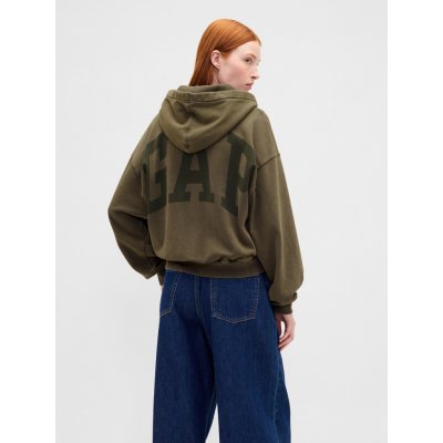 GAP mikina s kapucí Logo Cropped zelená – Zboží Dáma