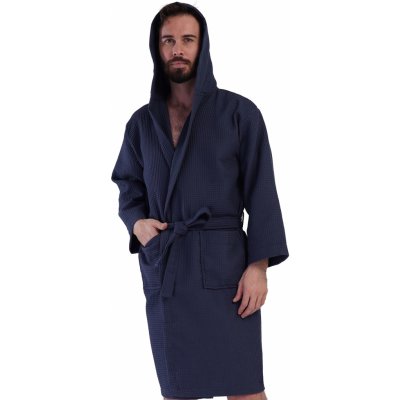 Luxusní pánský župan s kapucí z bavlny modrá – Hledejceny.cz