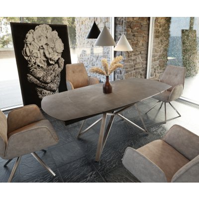 DELIFE Jídelní stůl Carlow 130/ 200 x 90 cm keramická hnědá nerezová ocel rozkládací – Zboží Mobilmania
