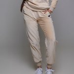 NDN Plyšové tepláky dámské TEDDY X113 capuccino – Sleviste.cz