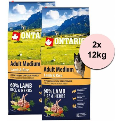 Ontario Adult Medium Lamb & Rice 2 x 12 kg – Zboží Mobilmania