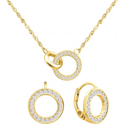 Moonlit Pozlacená stříbrná sada náušnice a náhrdelník se zirkonovými kroužky FD_350 – Hledejceny.cz