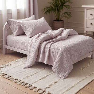 Prem Povlečení MUŠELÍN PREMIUM VIOLET ROSE jednobarevné starorůžové mušelín 140x200 70x90 – Sleviste.cz