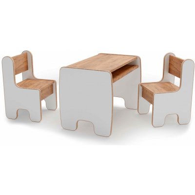 BusyKids New Baby Stoleček a dvě židličky dub artisan/bílá – Zboží Mobilmania