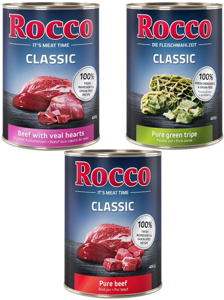 Rocco Classic Hovězí mix hovězí hovězí/telecí srdce hovězí/bachor 24 x 400 g