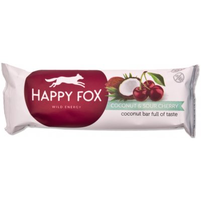 HAPPY FOX Kokosová tyčinka s višněmi 40 g – Zboží Mobilmania