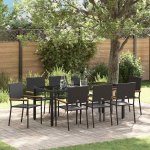 Omaxi 455185 Zahradní jídelní souprava 9 pcs Černá 190 x 90 x 75 cm – Hledejceny.cz