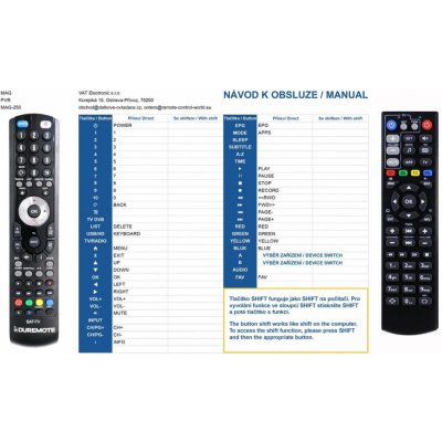 Dálkový ovladač General MAG 250, 254, 256, 270, 322, 324, 351, 410, 420, 425, 520, 522, 524 IPTV Set Top Box