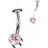 Piercing Šperky4U Push In piercingu do pupíku titan růžová TIT1229-P