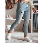 Basic dámské skinny džíny s kamínky a výšivkou lumitta uy2429 Modré – Zboží Dáma