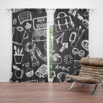 Závěsy Černobílá škola: 2 ks - 140x250 cm - Sablio – Hledejceny.cz