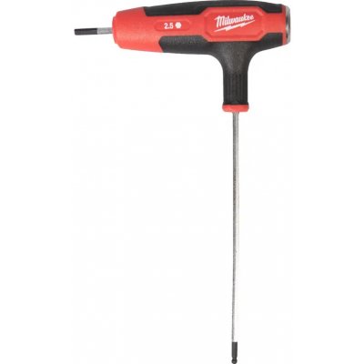 Zástrčný šroubovací klíč Milwaukee Ball End bit 2,5mm HEX s T rukojetí, Comfort Grip, úderová plocha, 4932498679 – Hledejceny.cz